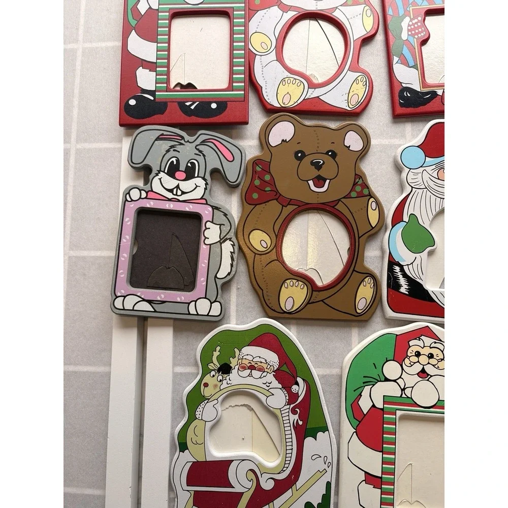 Bundle of 9 Lot 1990's Christmas Holiday Santa Teddy Bear‎ 5x7 Nostalgic Frames